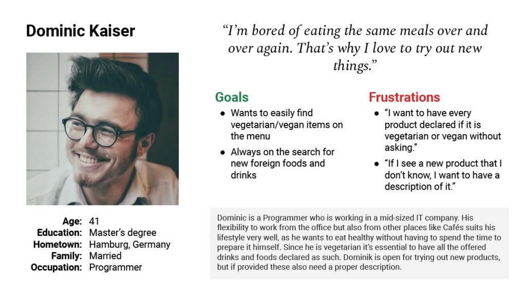 Persona 2 for Food menu app
