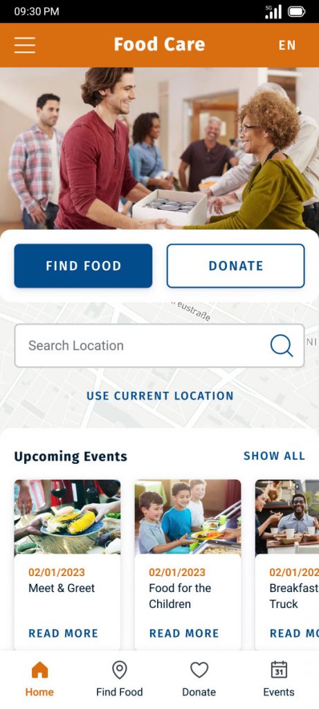 Mockup for Social good app - Home