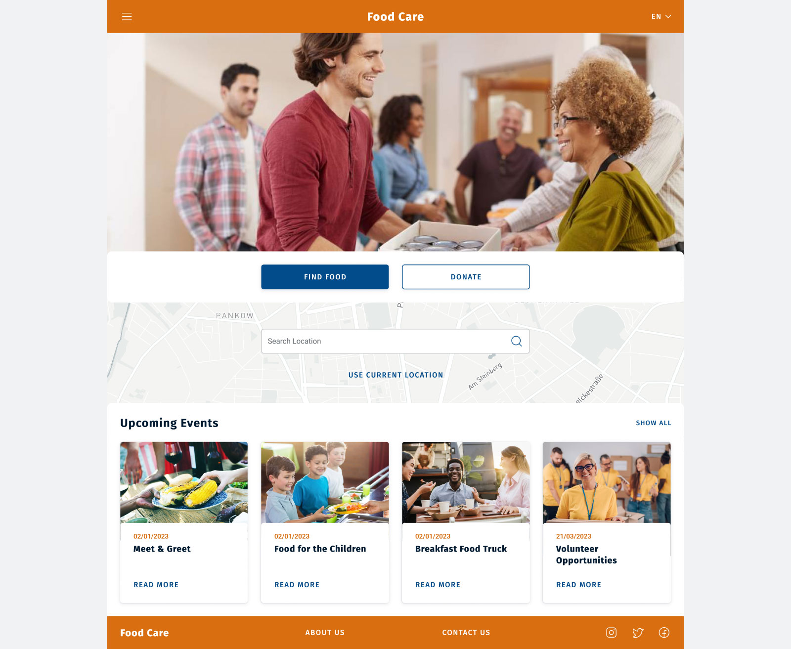 Social good app - Responsive website desktop