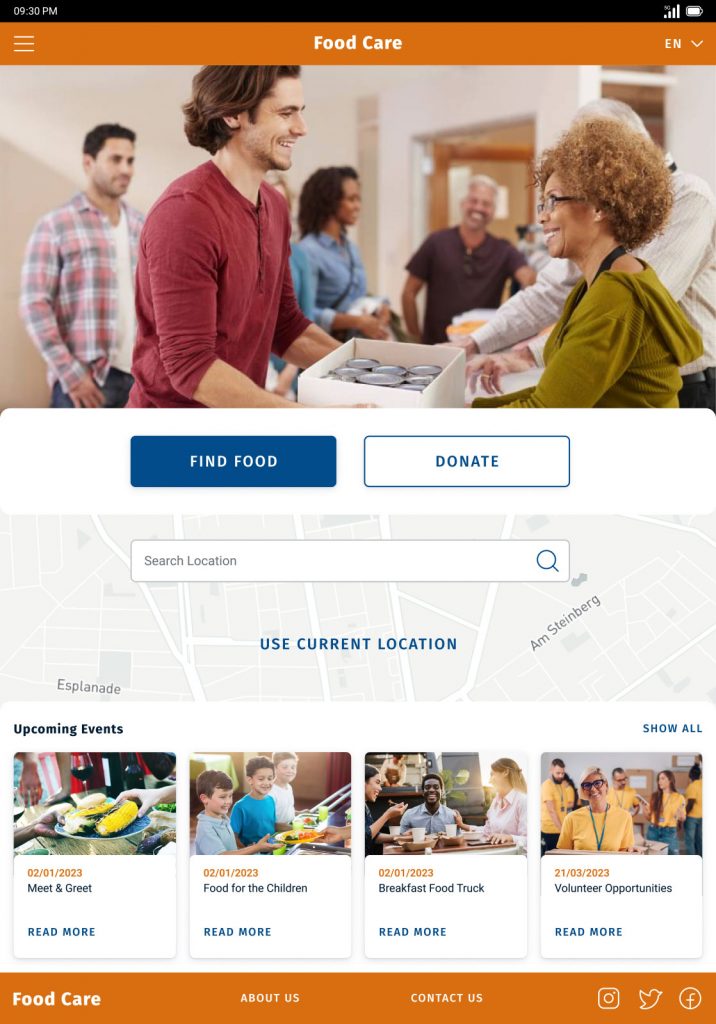 Social good app - Responsive website tablet